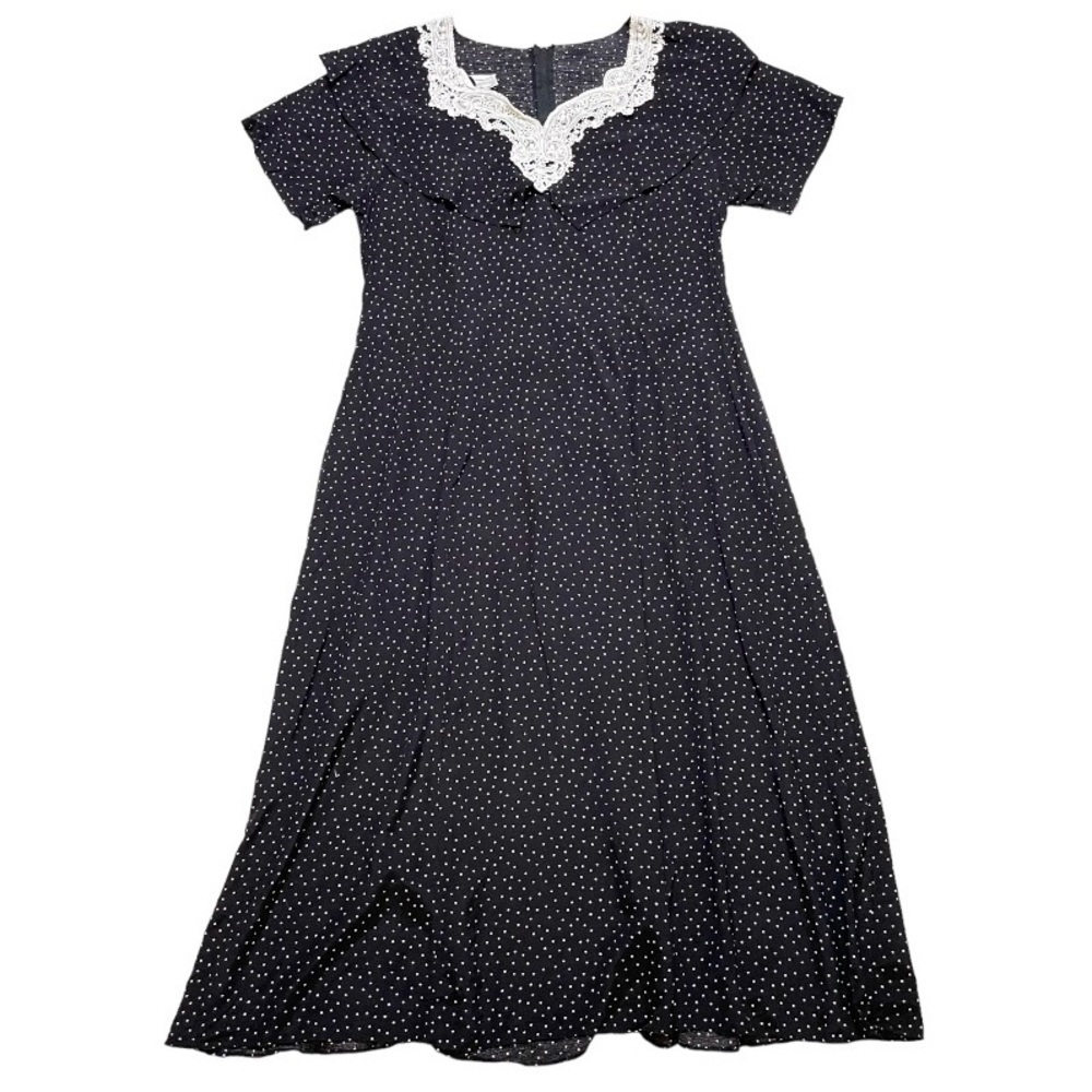 VTG Scott McClintock polka dot short sleeve maxi dress sz 14